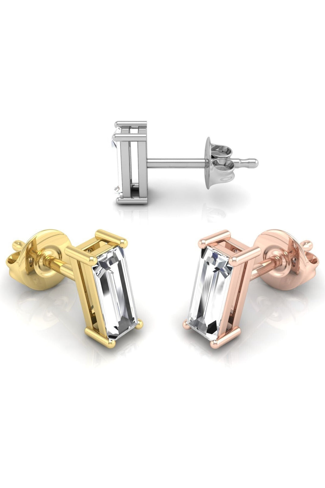 0.53 TCW Baguette Cut Stud Moissanite Earrings