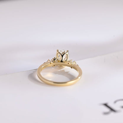 2.0 CT Oval Cluster Moissanite Engagement Ring