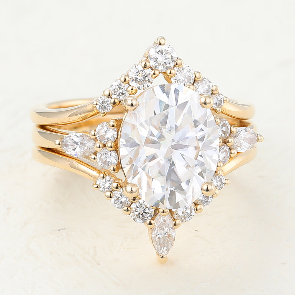 3 CT Oval Cluster Moissanite Bridal Set
