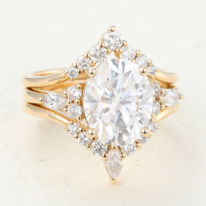 3 CT Oval Cluster Moissanite Bridal Set