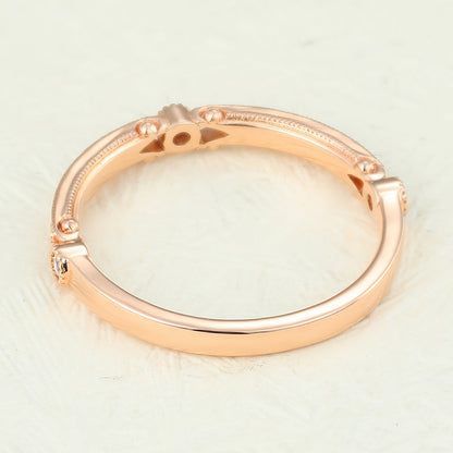 0.15 TCW Round Milgrain Moissanite Wedding Band
