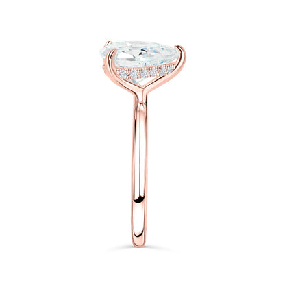 3 CT Pear Hidden Halo Moissanite Engagement Ring