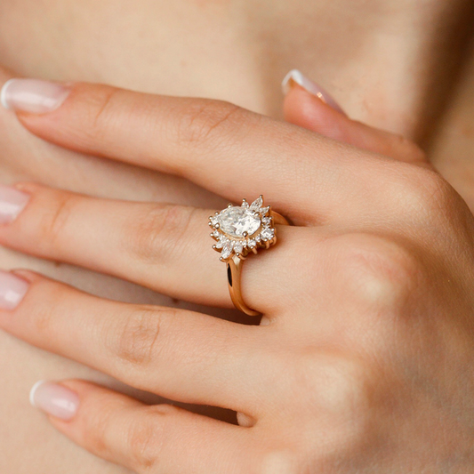 1.40 CT Oval Cluster Moissanite Engagement Ring