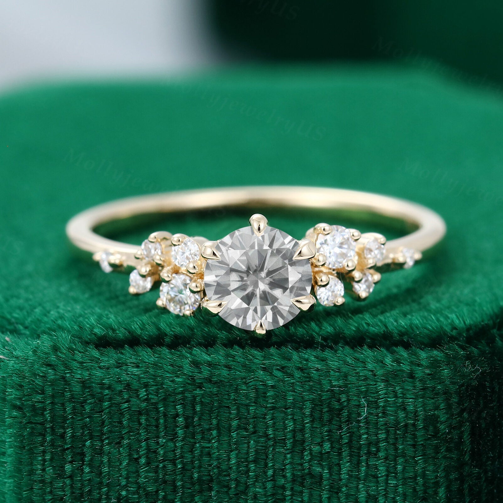 0.45 CT Round Cluster Moissanite Engagement Ring