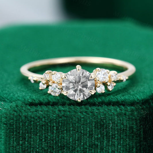0.45 CT Round Cluster Moissanite Engagement Ring