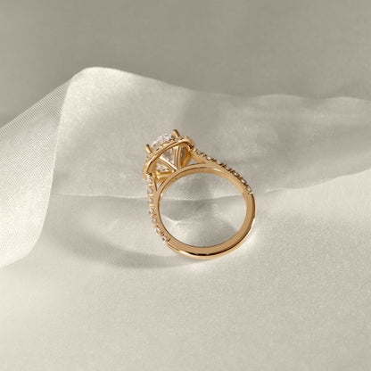 2.40 CT Oval Halo & Pave Moissanite Engagement Ring