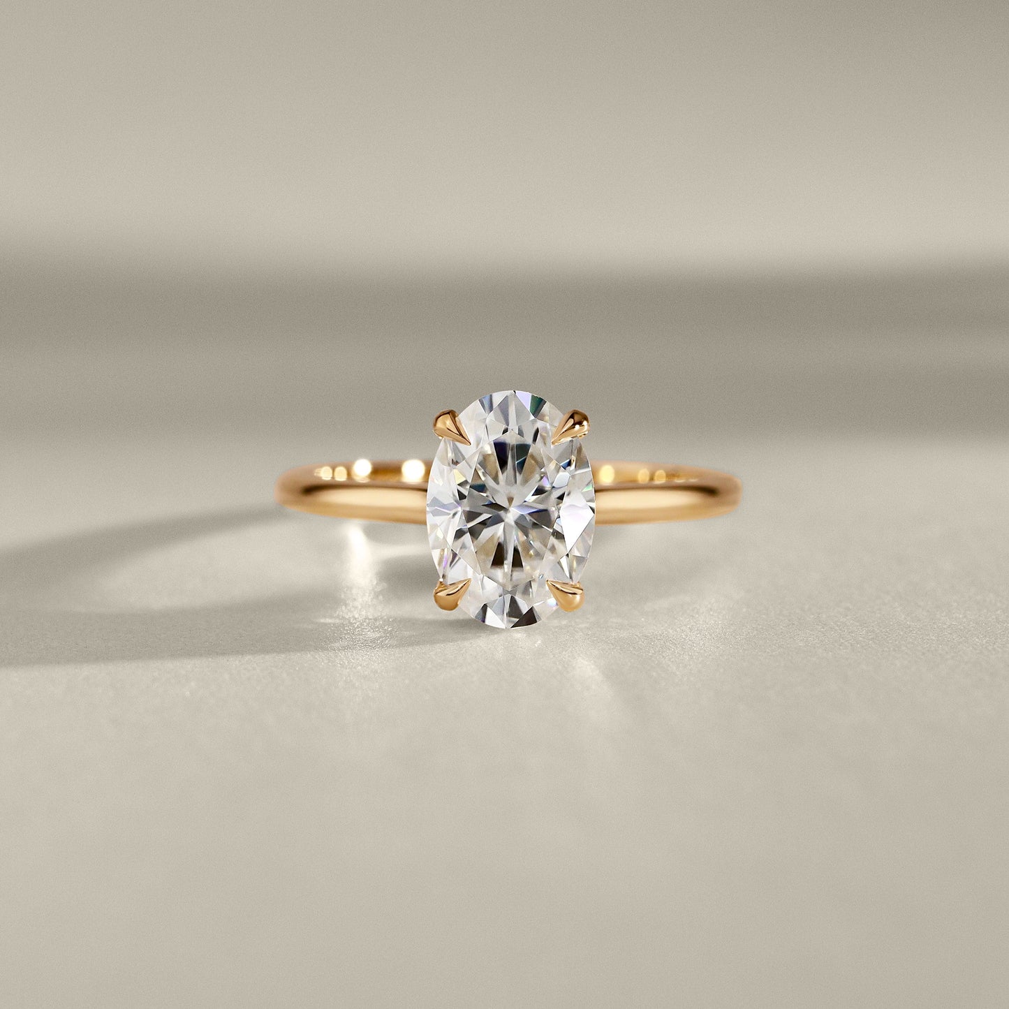 2.30 CT Oval Hidden Halo Moissanite Engagement Ring