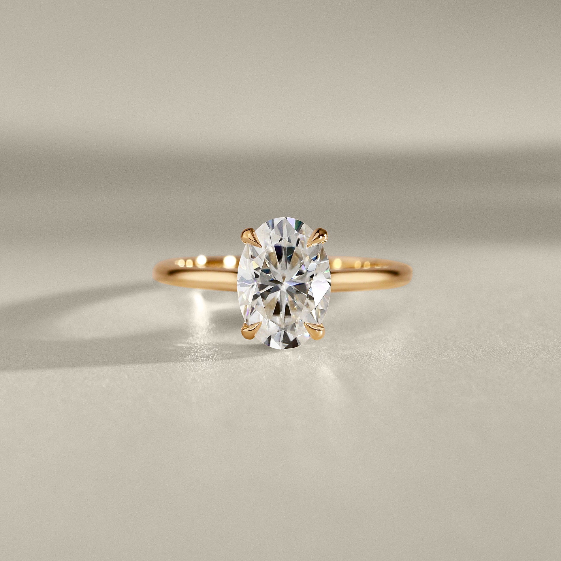 2.30 CT Oval Hidden Halo Moissanite Engagement Ring