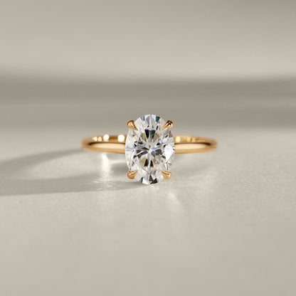 2.30 CT Oval Hidden Halo Moissanite Engagement Ring