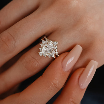 1.40 CT Oval Cluster Moissanite Engagement Ring