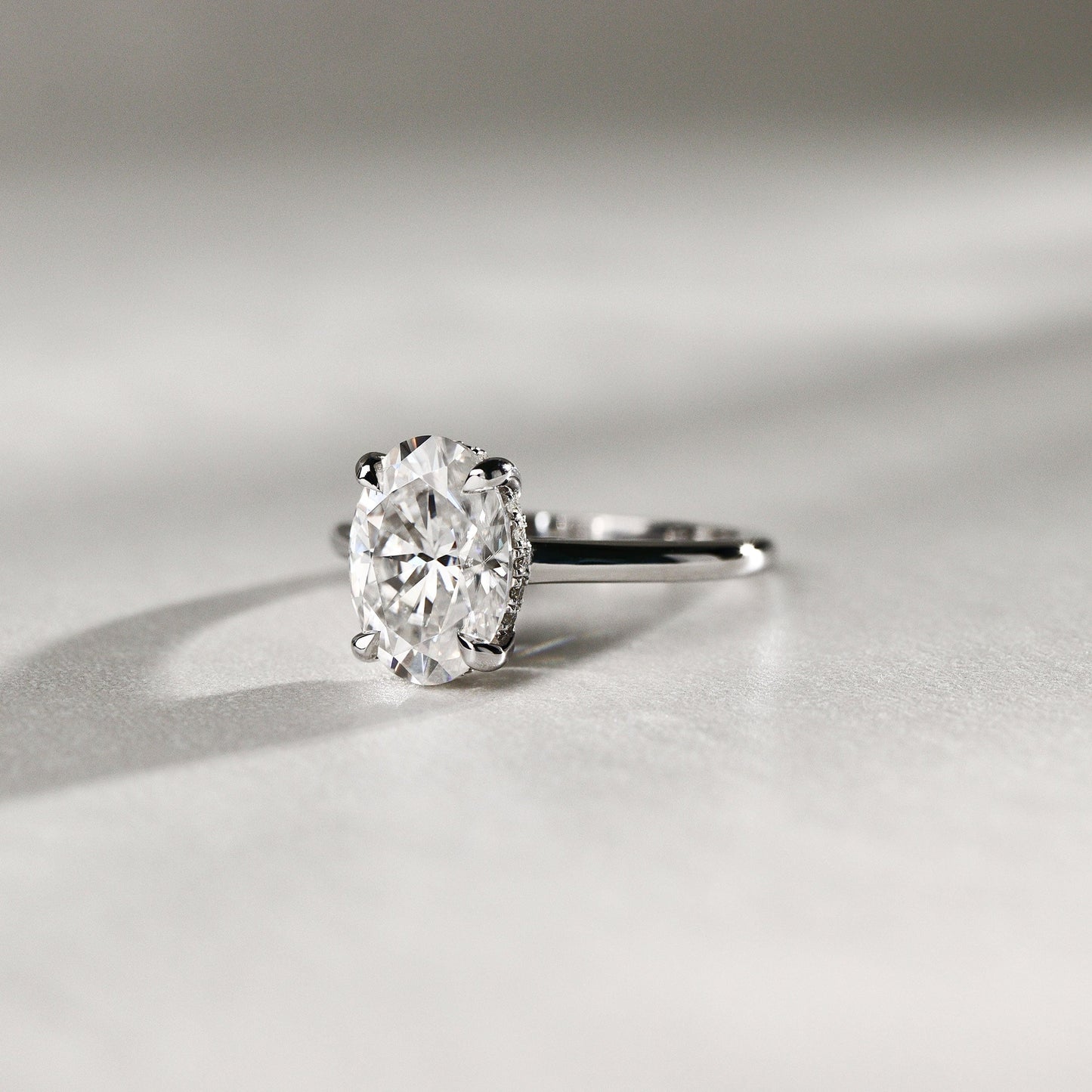 2.30 CT Oval Hidden Halo Moissanite Engagement Ring