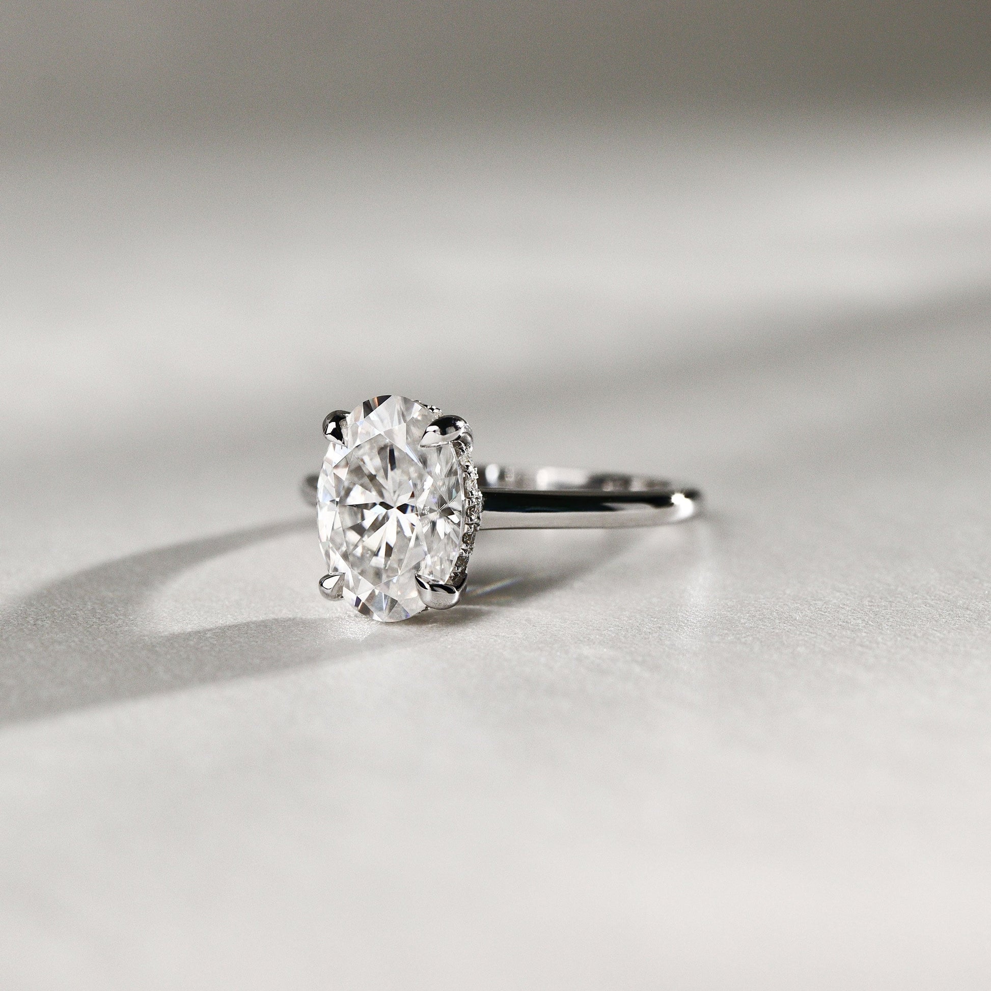 2.30 CT Oval Hidden Halo Moissanite Engagement Ring
