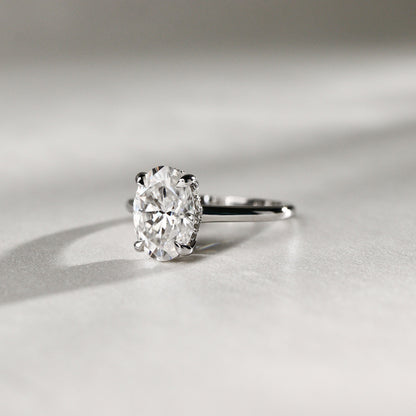 2.30 CT Oval Hidden Halo Moissanite Engagement Ring
