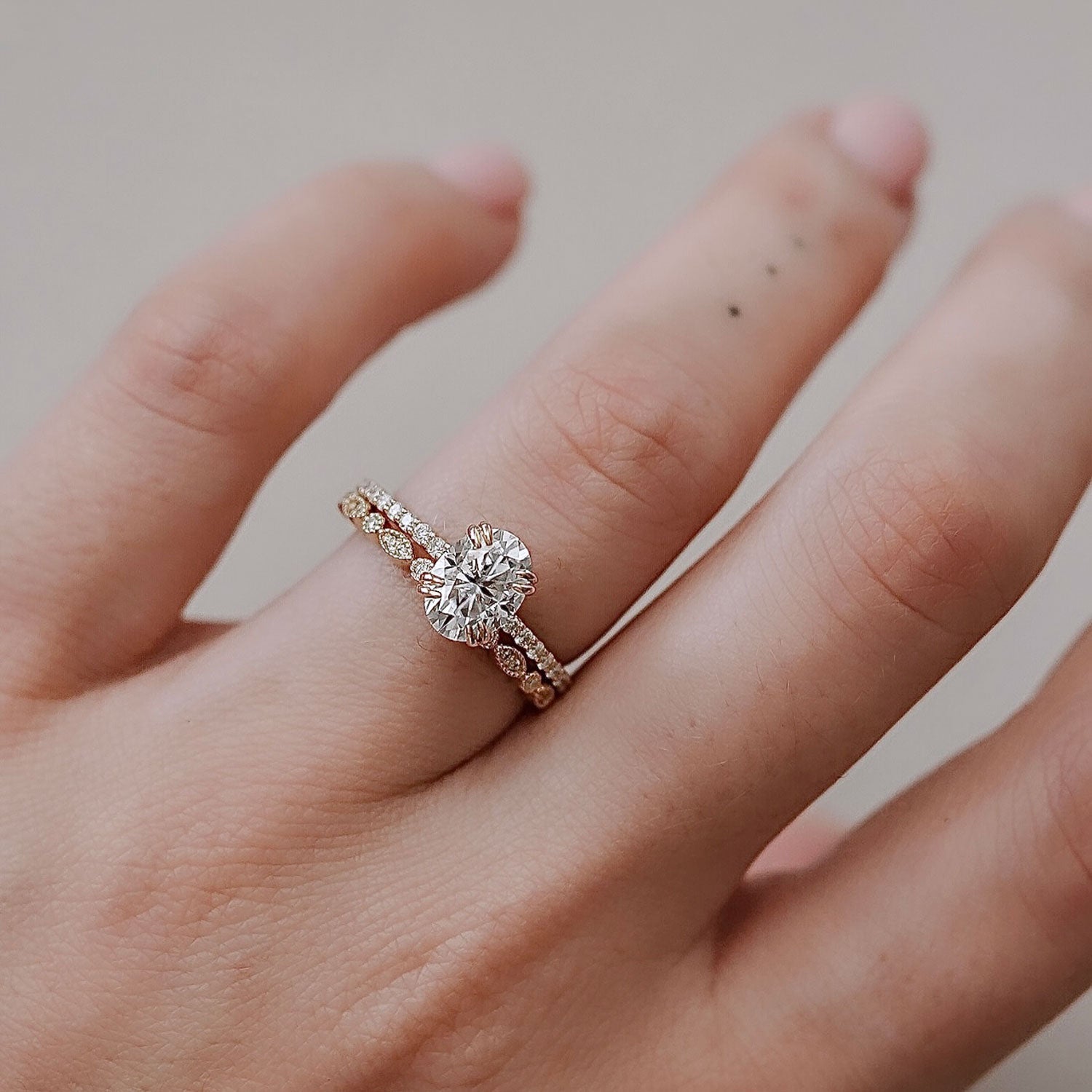 1.25 CT Oval Pave Moissanite Engagement Ring