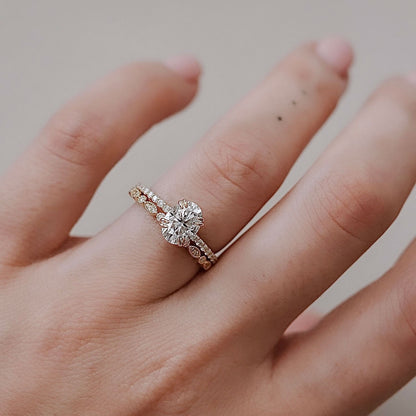 1.25 CT Oval Pave Moissanite Engagement Ring