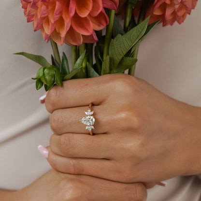 1.25 CT Pear Cluster Moissanite Engagement Ring
