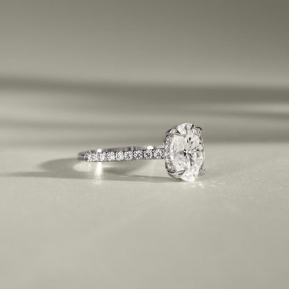 2.50 CT Oval Pave Moissanite Engagement Ring