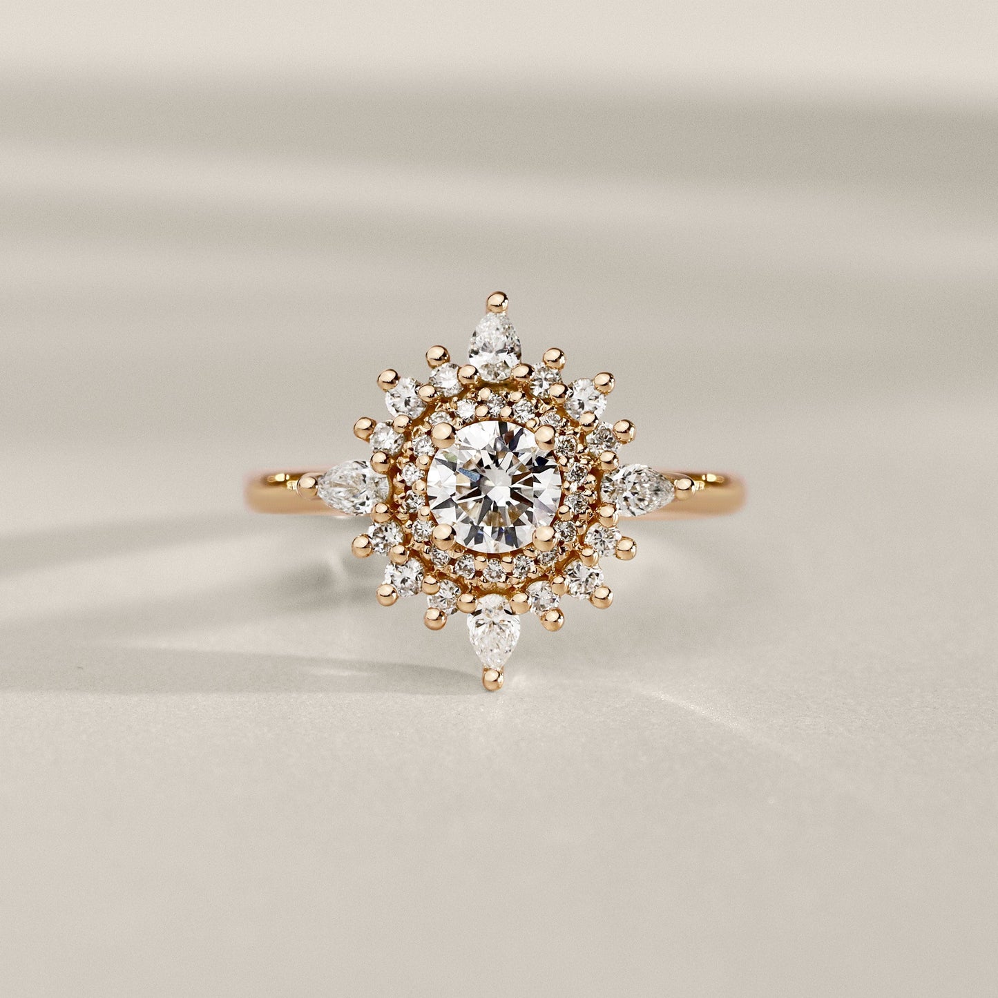 0.50 CT Round Cluster Moissanite Engagement Ring
