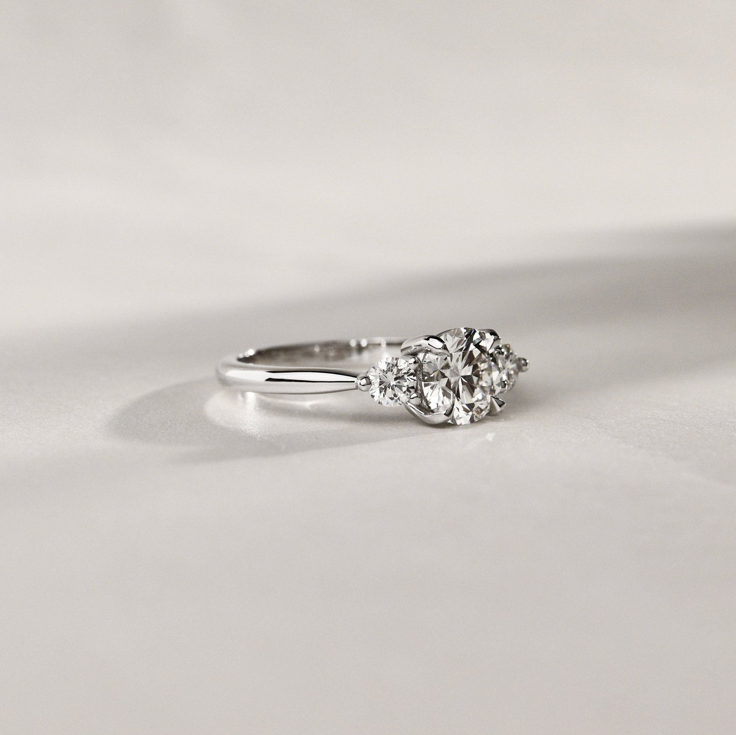 1.30 CT Round Three Stone Moissanite Engagement Ring