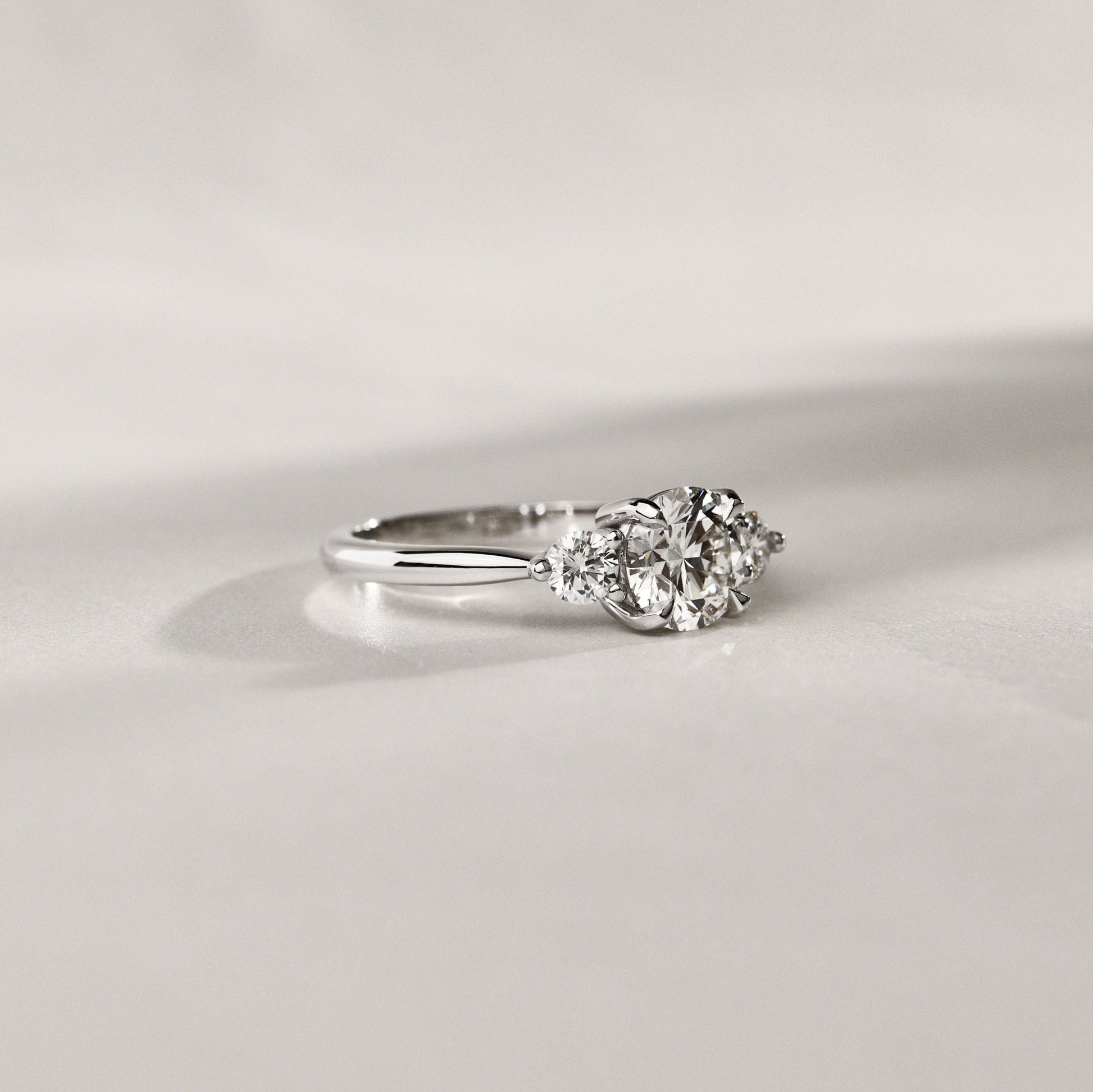 1.30 CT Round Three Stone Moissanite Engagement Ring