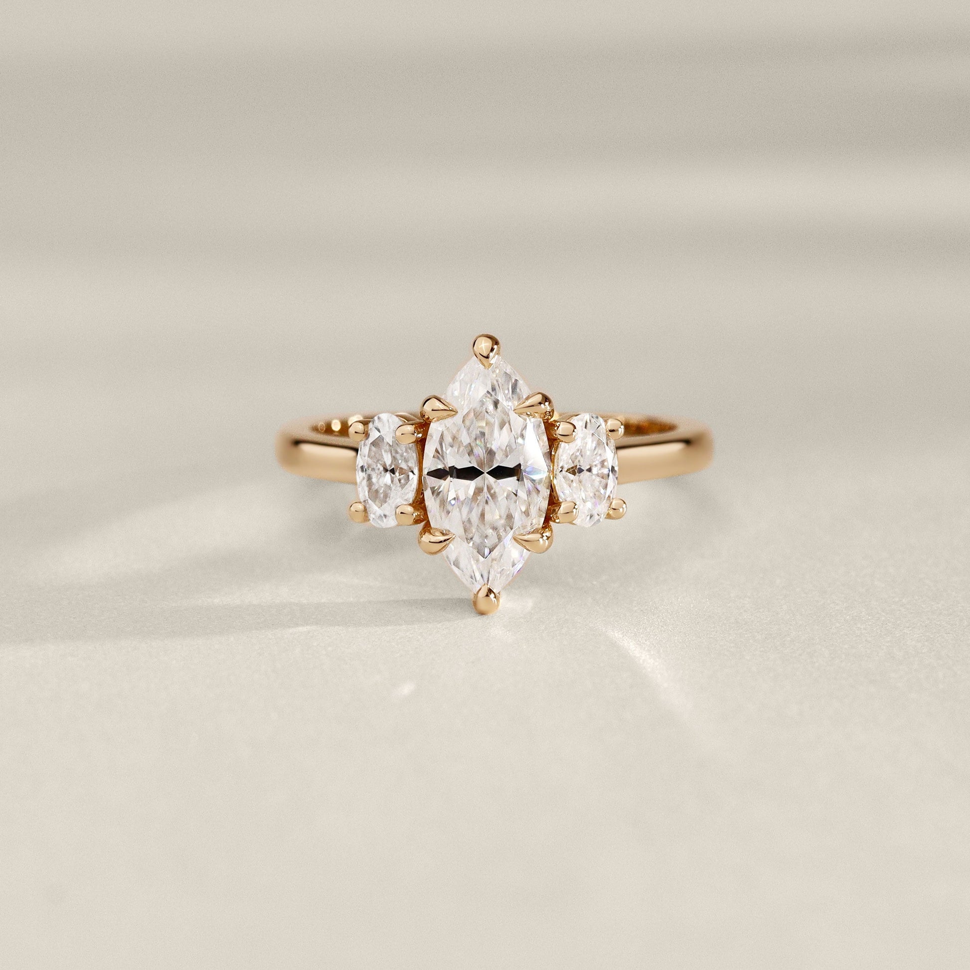 1.50 CT Marquise Three Stone Moissanite Engagement Ring