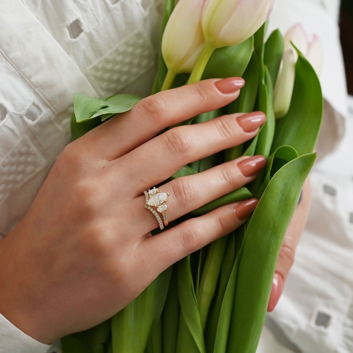 1.50 CT Marquise Three Stone Moissanite Engagement Ring