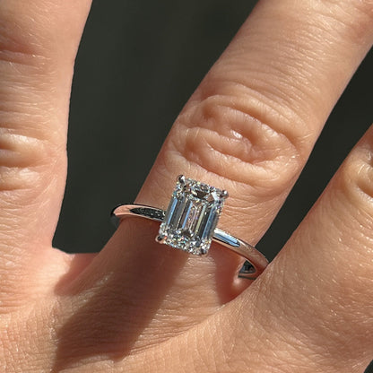 1.70 CT Emerald Hidden Halo Moissanite Engagement Ring