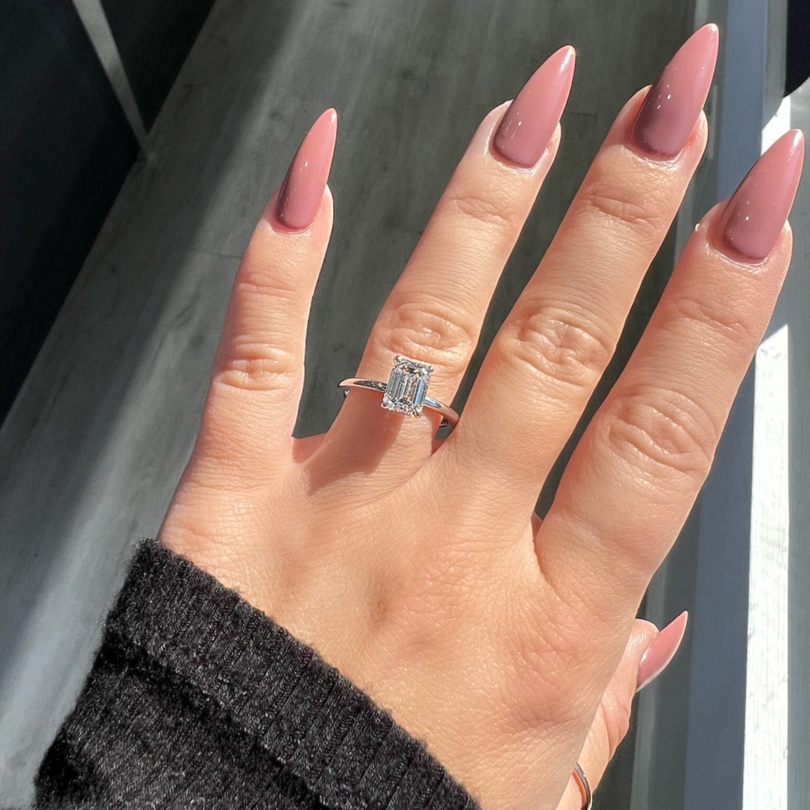 1.70 CT Emerald Hidden Halo Moissanite Engagement Ring
