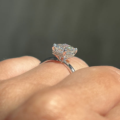 1.70 CT Emerald Hidden Halo Moissanite Engagement Ring