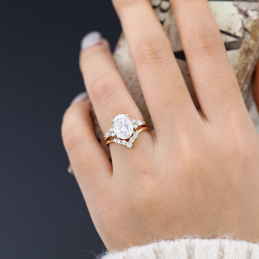 3 CT Oval Cluster Moissanite Bridal Set