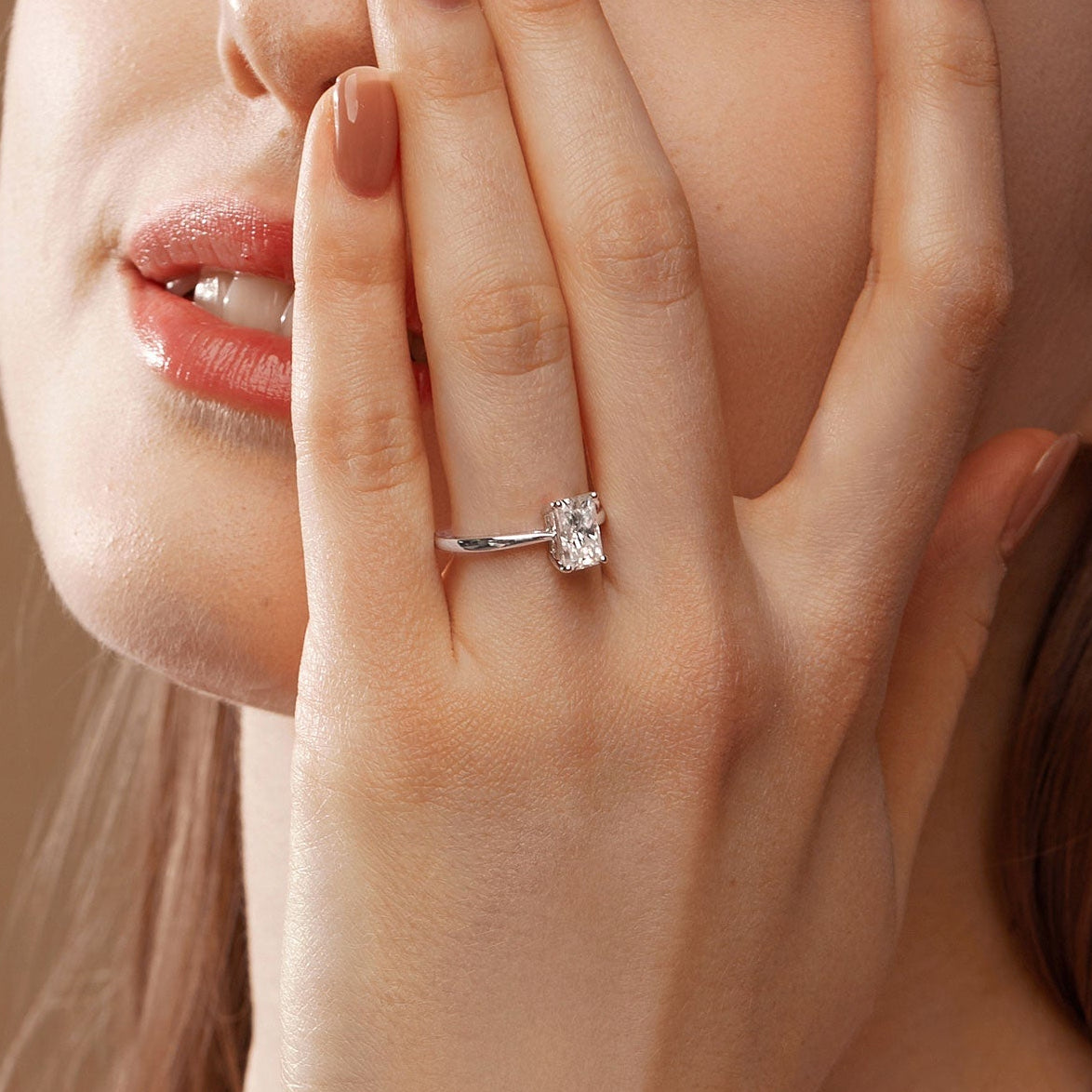 1.67 CT Radiant Solitaire Moissanite Engagement Ring