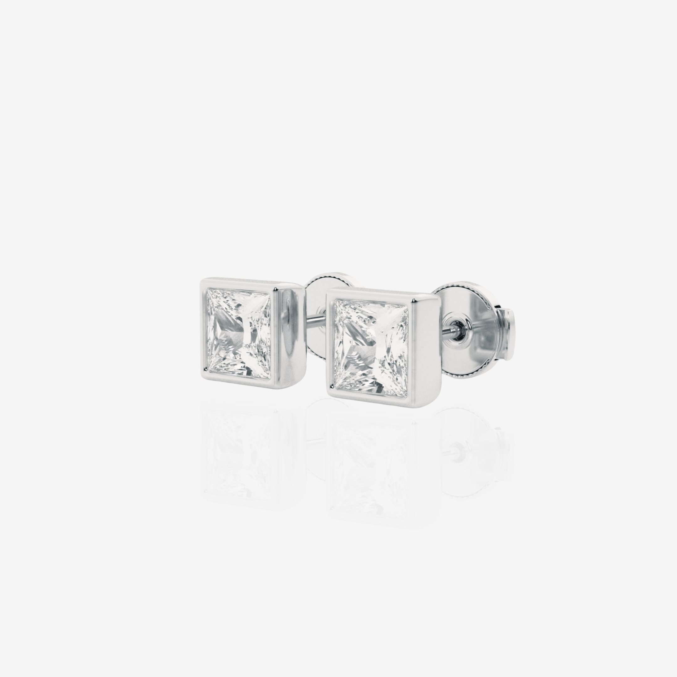 0.50 TCW Princess Cut Moissanite Bezel Setting Stud Earrings