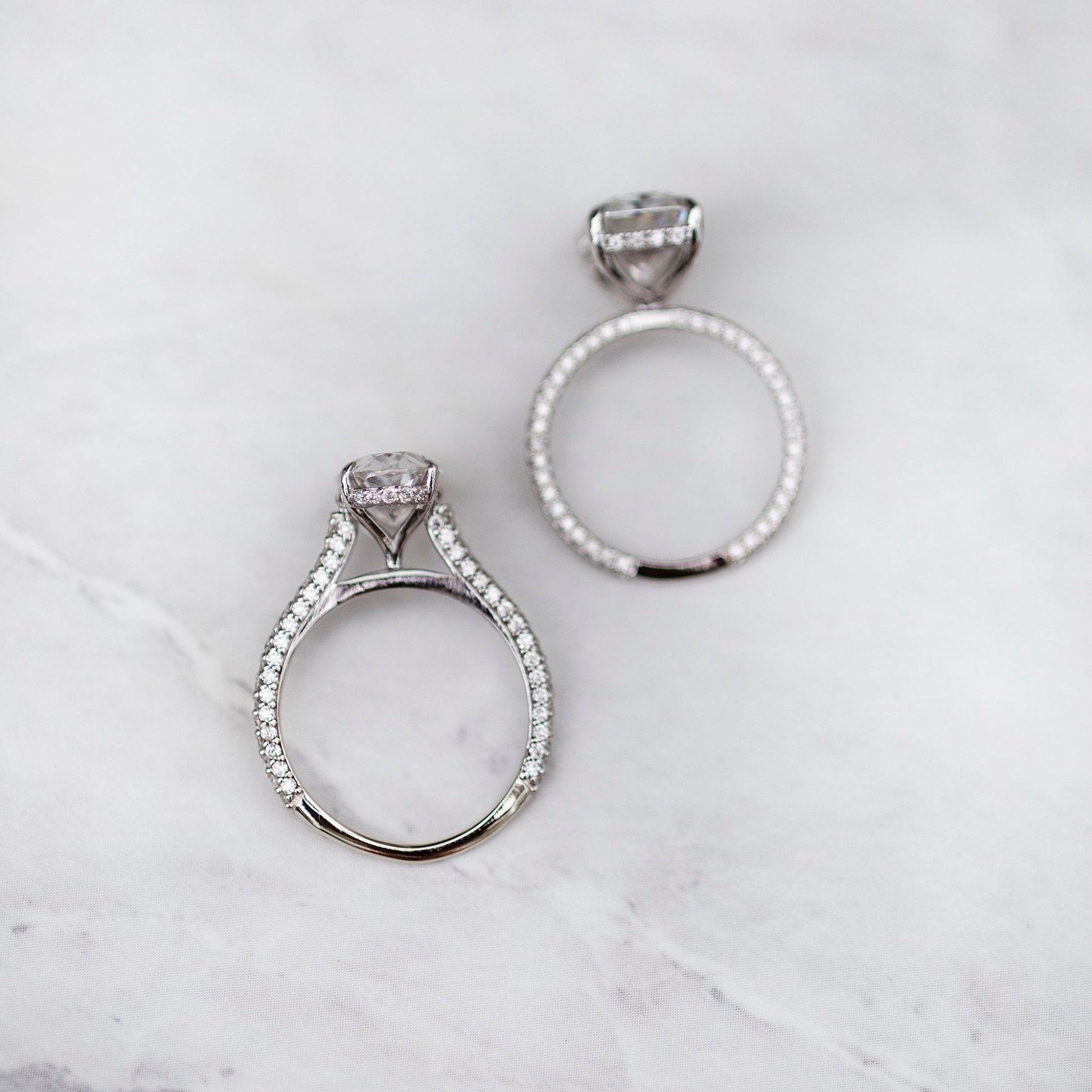 3.4 CT Oval Hidden Halo & Pave Moissanite Engagement Ring