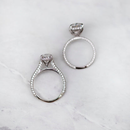3.4 CT Oval Hidden Halo & Pave Moissanite Engagement Ring