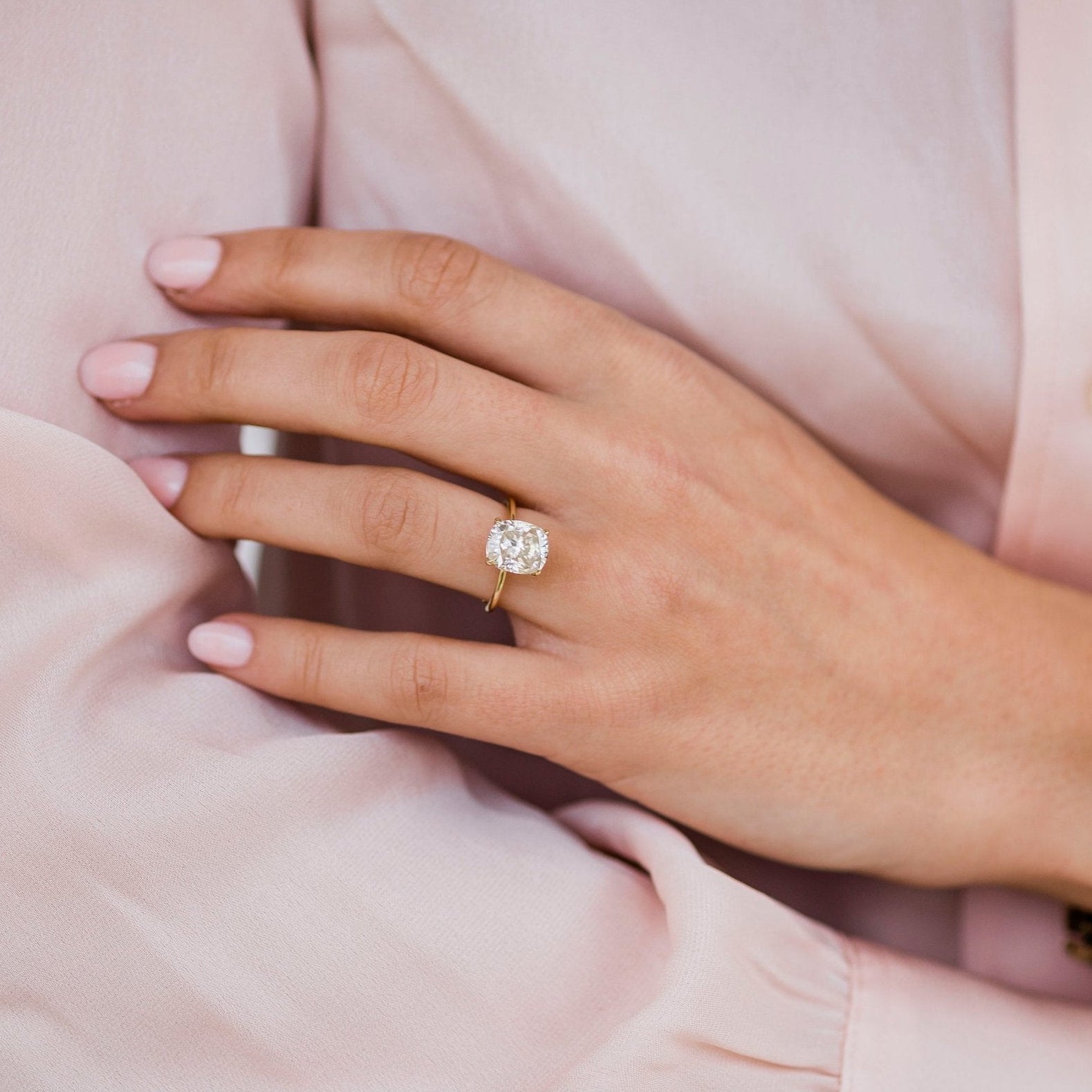 3.15 CT Elongated Cushion Solitaire Moissanite Engagement Ring