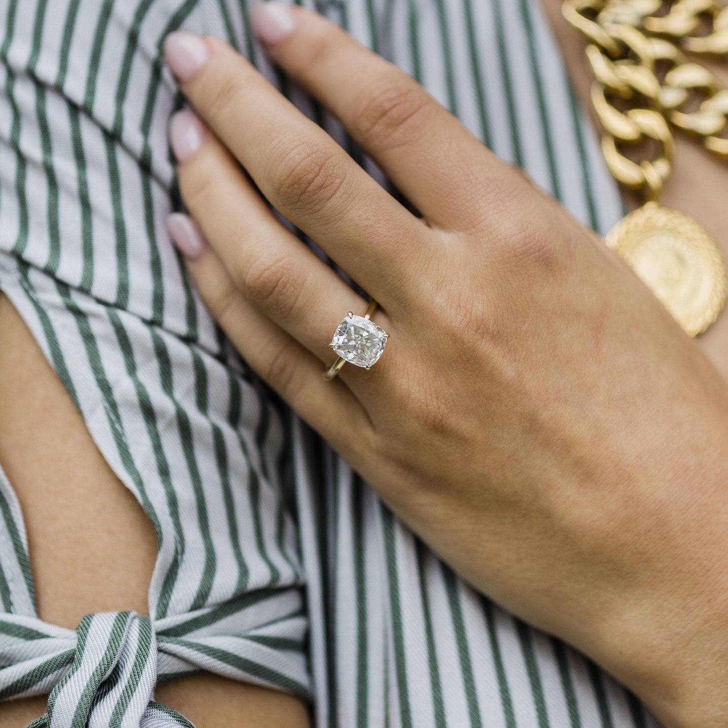 4.65 CT Elongated Cushion Solitaire Moissanite Engagement Ring