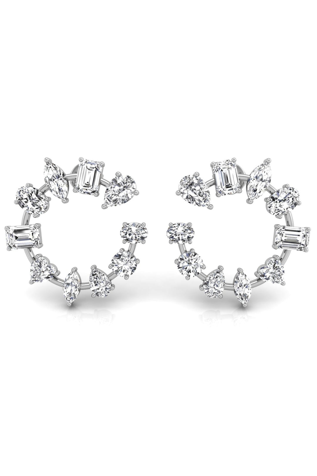 4.24 TCW Round Cut Multi Stone Hoop Moissanite Earrings