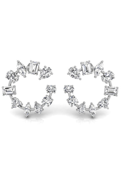 4.24 TCW Round Cut Multi Stone Hoop Moissanite Earrings