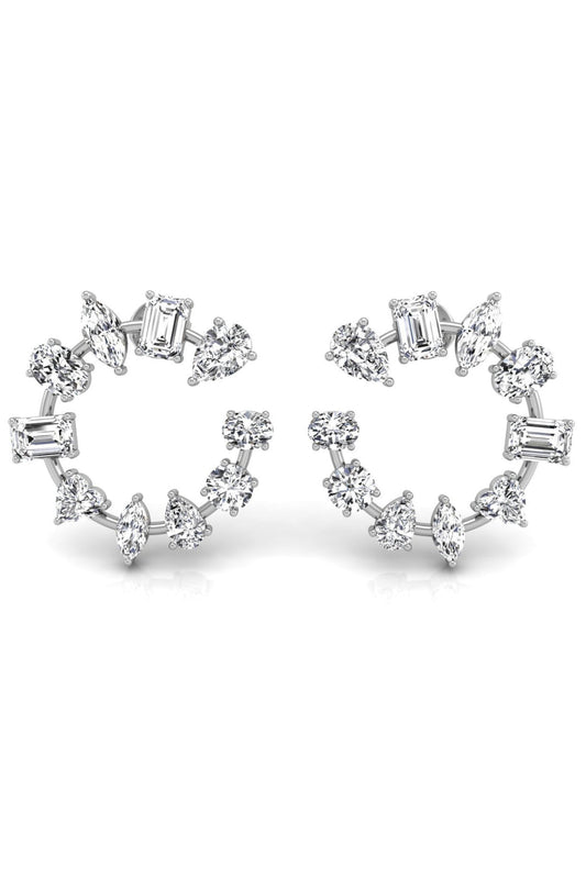 4.24 TCW Round Cut Multi Stone Hoop Moissanite Earrings