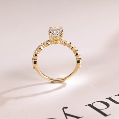 2.0 CT Oval Pave Moissanite Engagement Ring