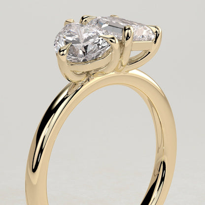 1 CT Pear Toi et Moi Moissanite Engagement Ring
