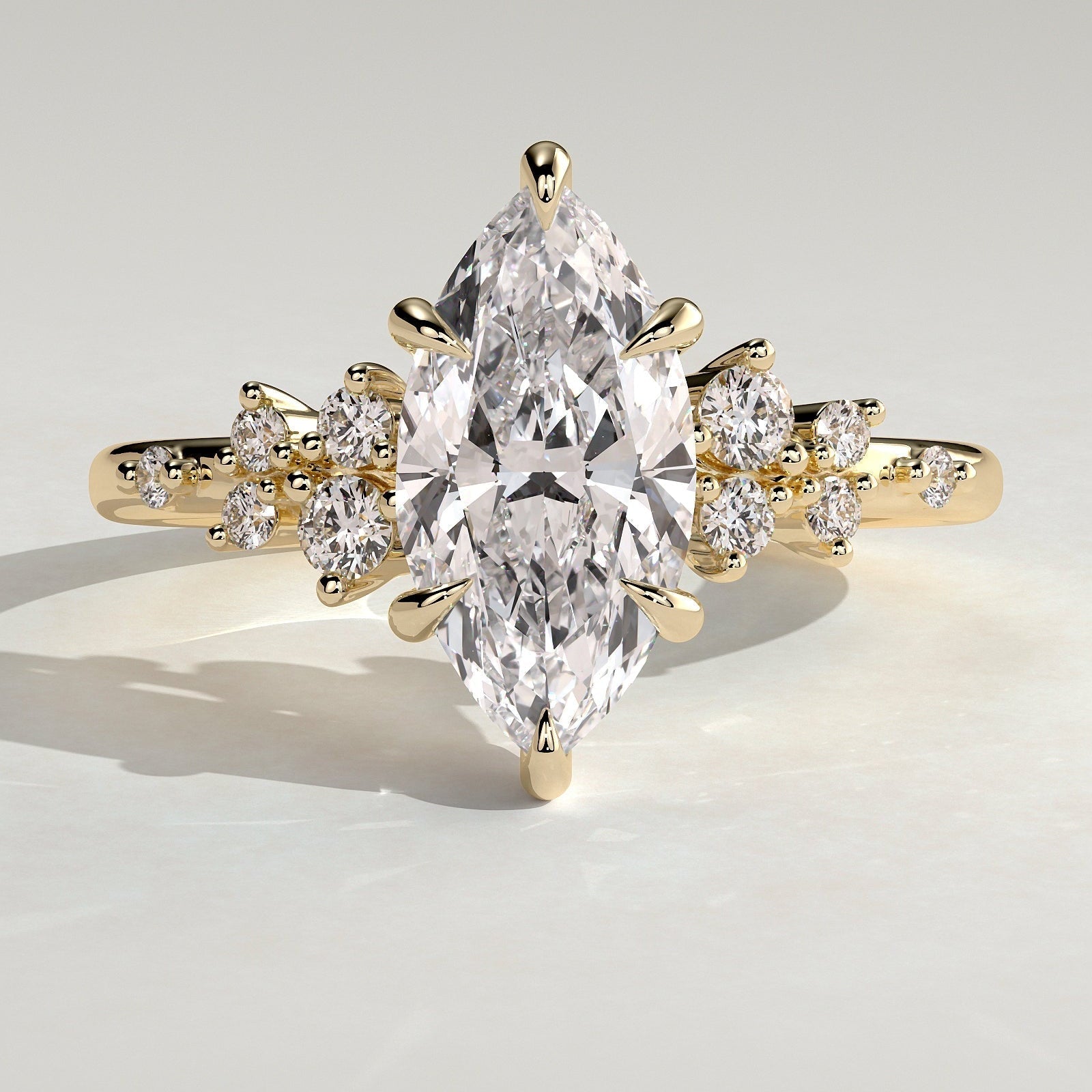 2 CT Marquise Cluster Moissanite Engagement Ring