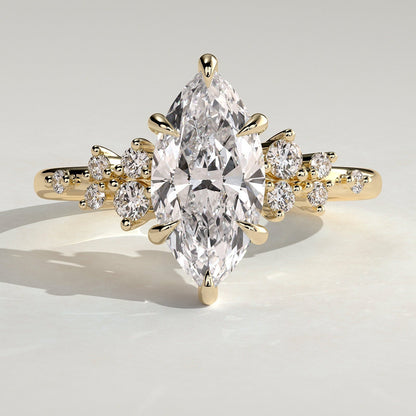 2 CT Marquise Cluster Moissanite Engagement Ring