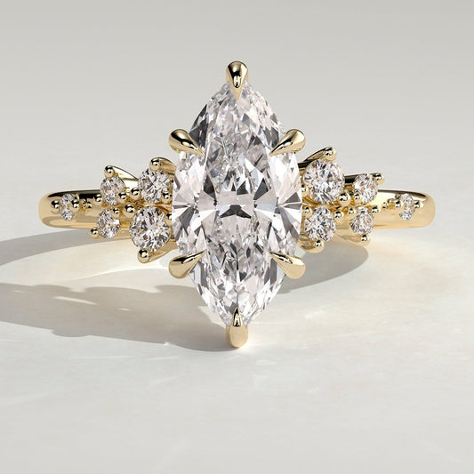 2 CT Marquise Cluster Moissanite Engagement Ring