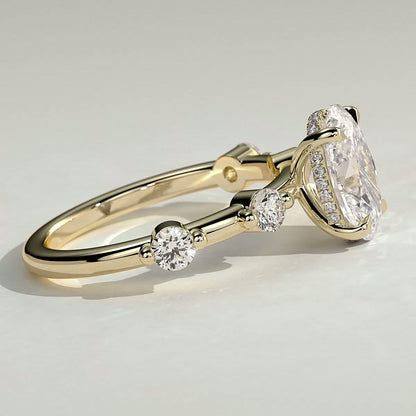 2 CT Oval Hidden Halo & Dainty Pave Moissanite Engagement Ring