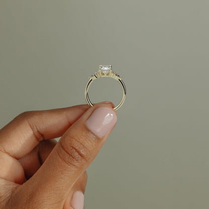 2 CT Emerald Cluster Side Stone Moissanite Engagement Ring