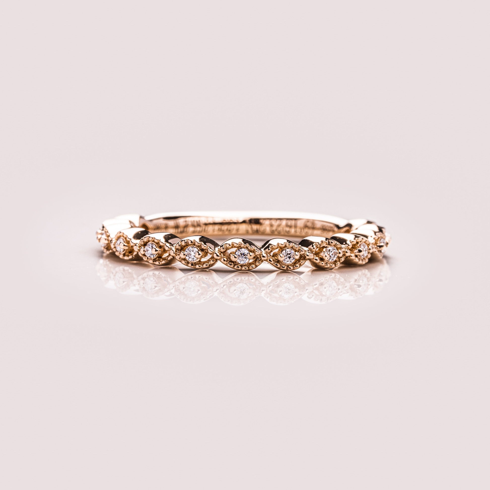 0.16 TCW Round Milgrain Moissanite Wedding Band
