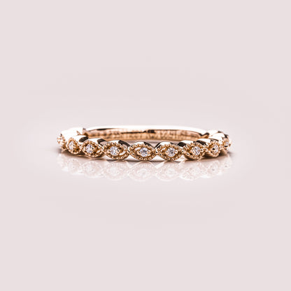 0.16 TCW Round Milgrain Moissanite Wedding Band