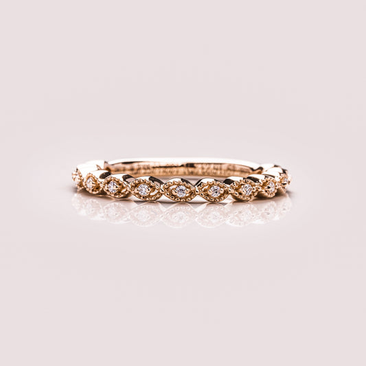 0.16 TCW Round Milgrain Moissanite Wedding Band