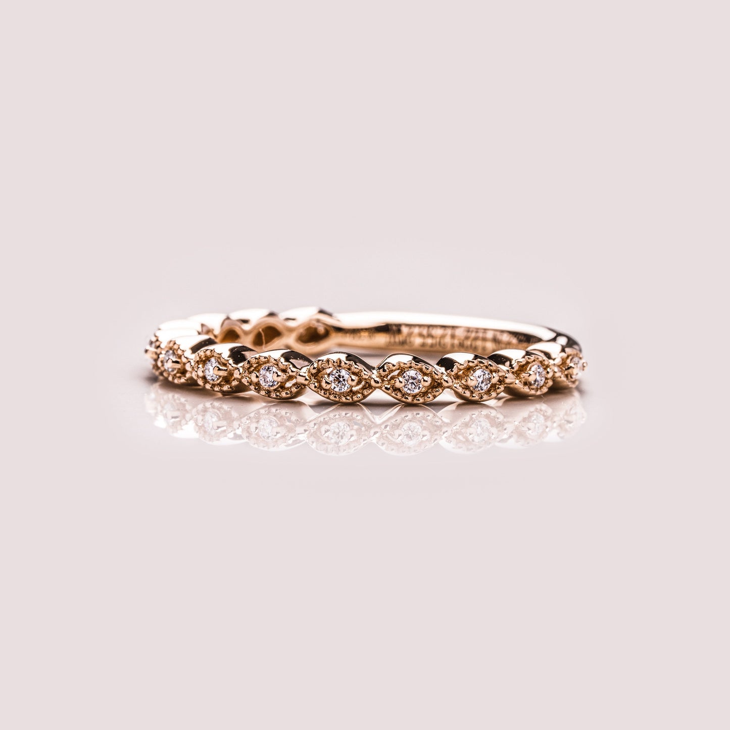 0.16 TCW Round Milgrain Moissanite Wedding Band